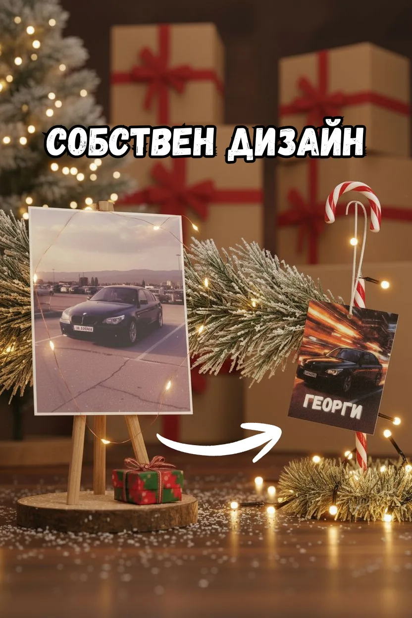 Подаръчна визия на персонализиран аромат за кола – подарък със снимка